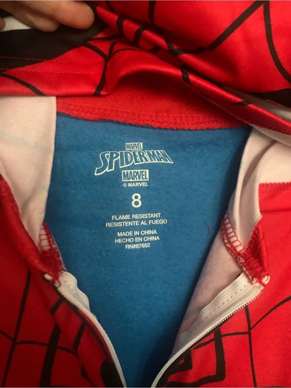NWT Spider-Man Kids Red & Blue Onesie Hoodie Pajama Superhero Costume - Picture 2 of 3